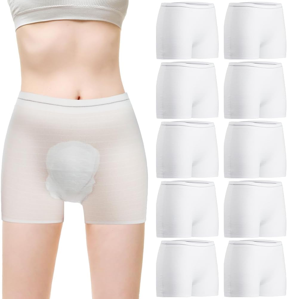 ACWOO Disposable Postpartum Panties – Set of 10 Mesh Panties for Maternity and Recovery, Underwear with Elastic Fabric