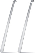 2 Pcs 31.5'' Extra Long Handled Shoe Horn Metal Shoehorn for Men Women Multifunctional Stainless Dressing Stick for Elderly Disabled Limited Mobility, Standing Reach Assist for Senior (Silver)