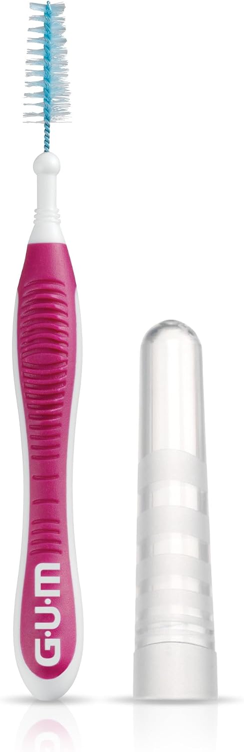 GUM Proxabrush Go-Betweens Moderate Interdental Brushes, 10 Count (4 Pack) | Triangular soft bristles, Nylon-coated wire safe for braces & implants, Reusable with breathable travel cap, 10 days of use