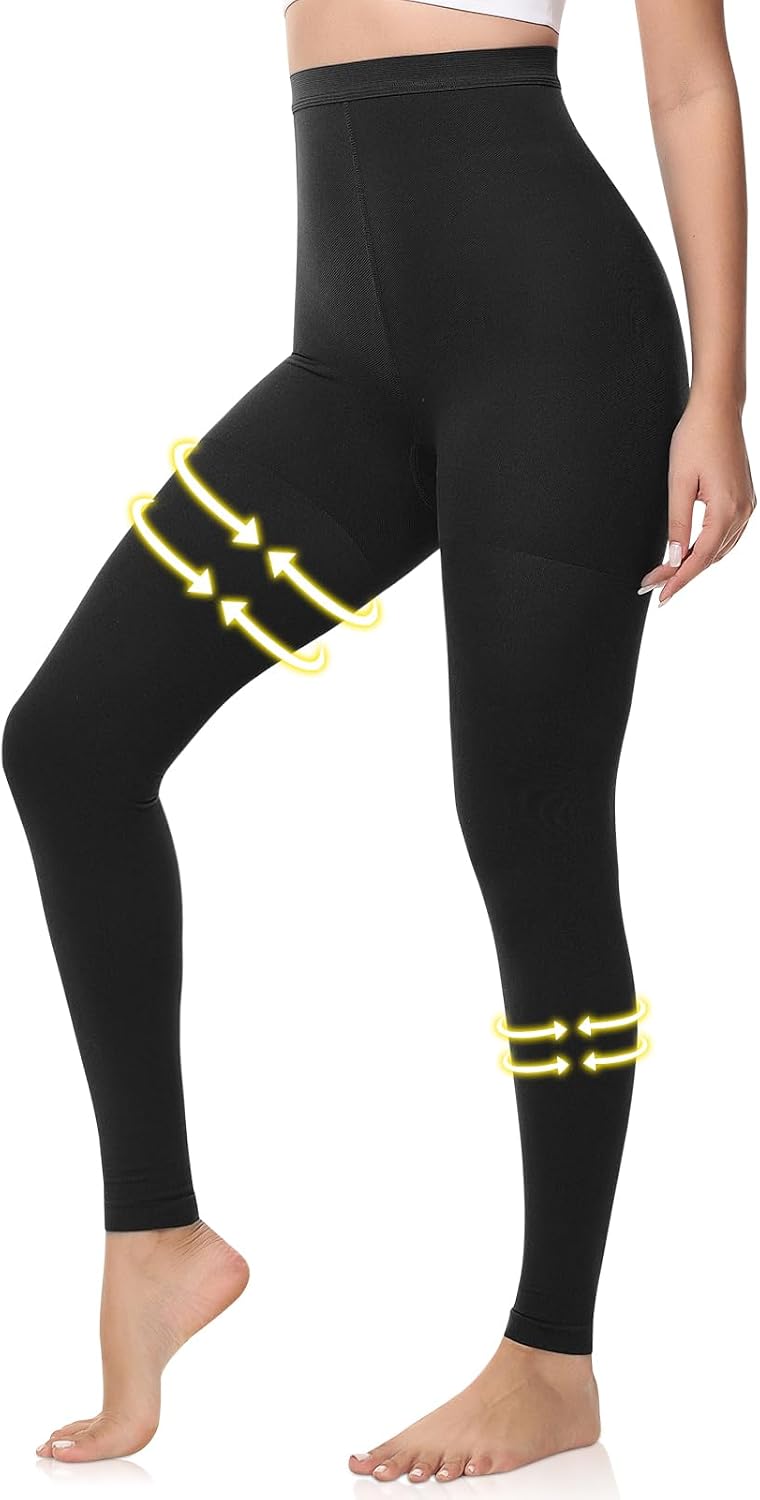 beister Compression Leggings, 15-20 mmHg Footless Waist-High Tights | Gentle graduated support; opaque coverage; lipedema, varicose veins, edema, circulation and daily recovery routines