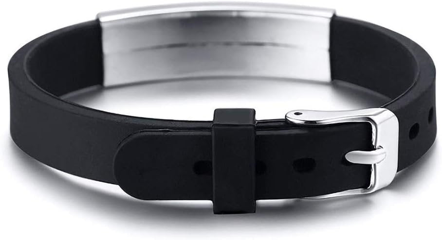 Medical Alert Customized ID Bracelet Free Custom Engraving Personalized Gift Adjustable Wristband for Men Women in Emergency First Aid