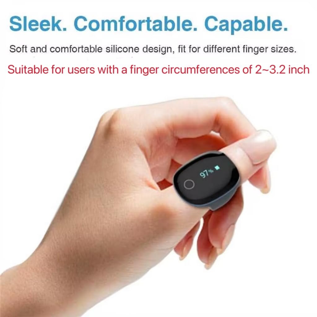 Wellue O2Ring Pulse Oximter, Bluetooth SPO2 Blood Oxygen Saturation Monitor - Wearable O2 Ring Sensor with Vibration Reminder, Free APP & PC Report, Rechargeable