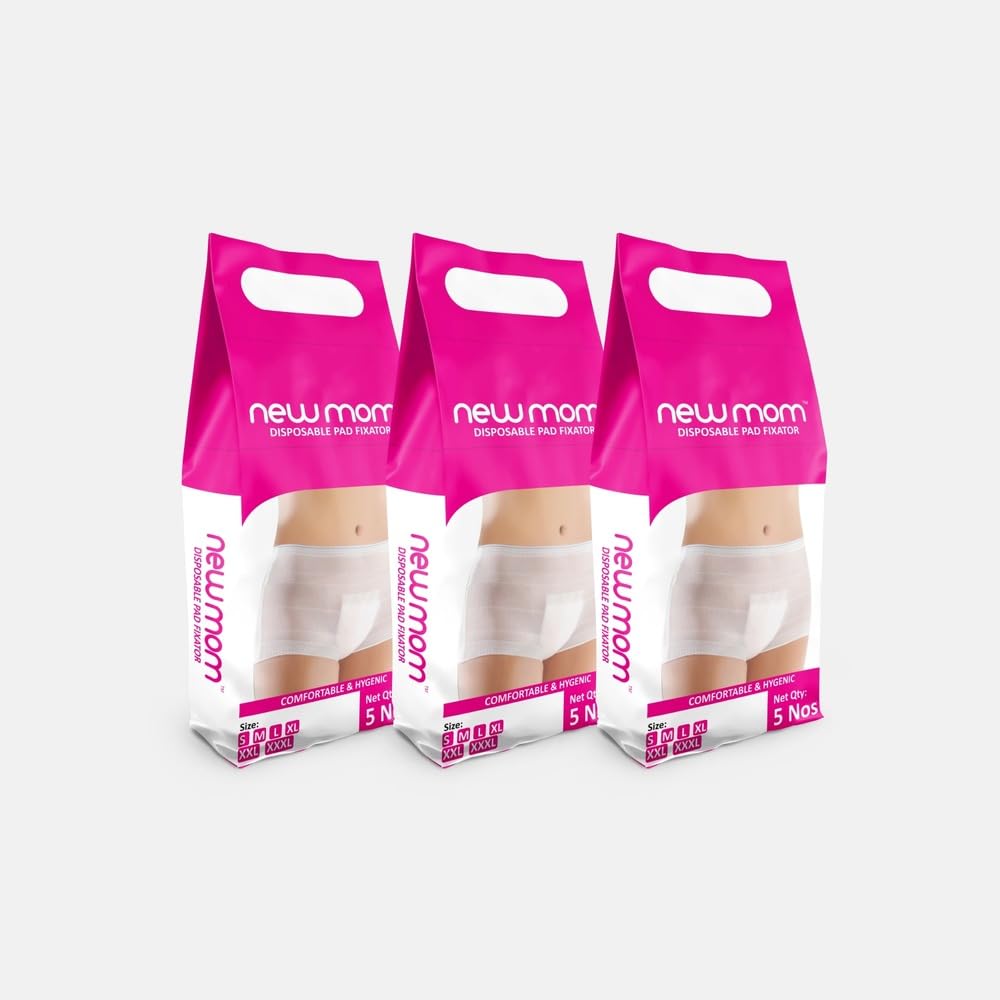 NewMom Disposable Pad Fixator-Value Pack-Pack of 5 X 3-15 Nos XX-Large (For hip circumference of 113-124 cm)