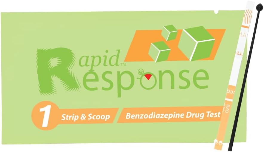 Rapid Response Benzodiazepine Test Strip Drug Checking Test for Liquid and Powder Substances, Quick Results in Minutes, Easy to Use, High Sensitivity - 10 Tests