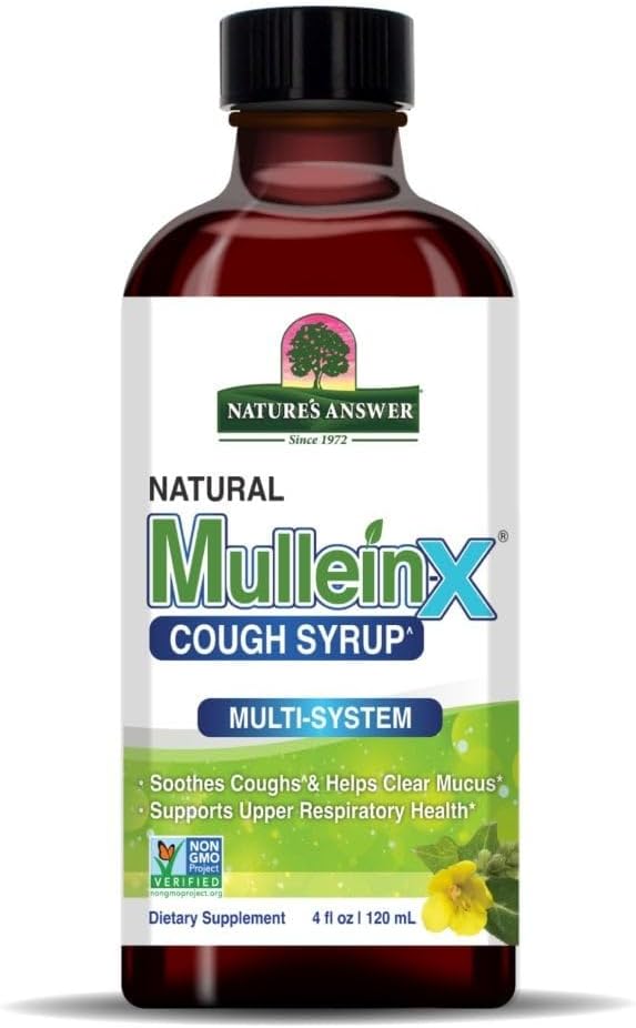 Nature's Answer Mullein-X Multi System Cough Syrup 4 Ounce | Soothes Coughs & Clears Mucus | Respiratory Support | Non GMO Gluten Free