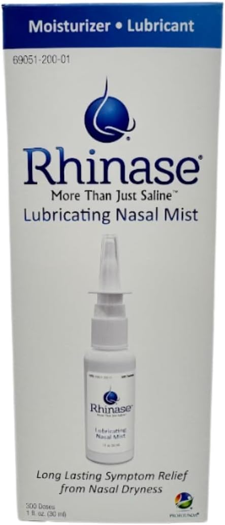 Rhinase Allergy Relief Saline Nasal Spray – Steroid Free, Dual Wetting Agent & Salt Formulation, 300 Sprays for Dry Nose, Allergy, nosebleeds from Nasal Dryness
