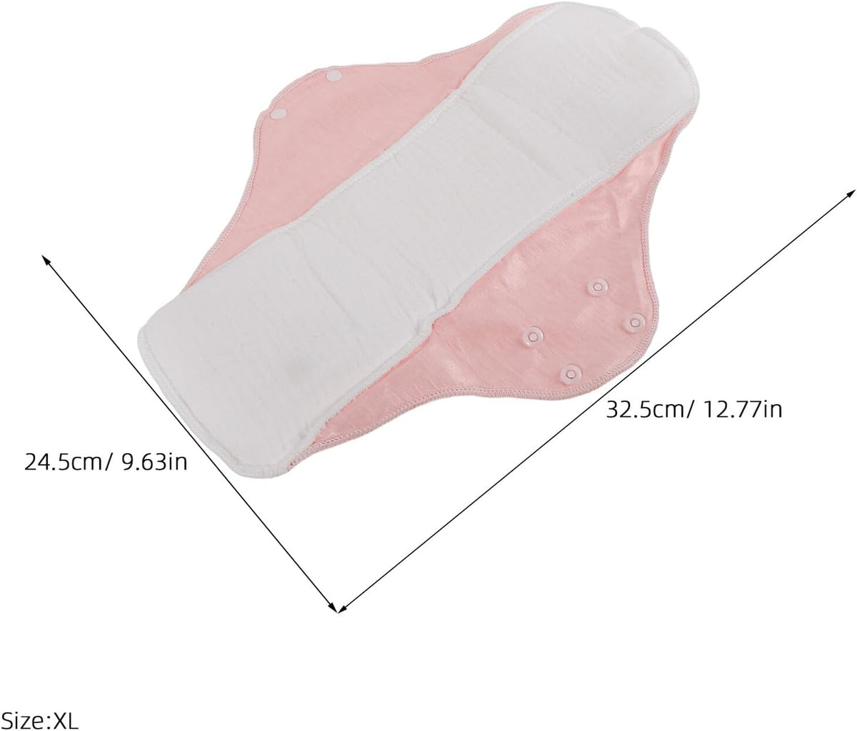 Healeved 2pcs Washable Reusable Cloth Period Pads Xl 25x33cm Coral Pink with Wings for Heavy Flow Postpartum Female Incontinence and Urine Leakage Maternity Care at Home and Travel
