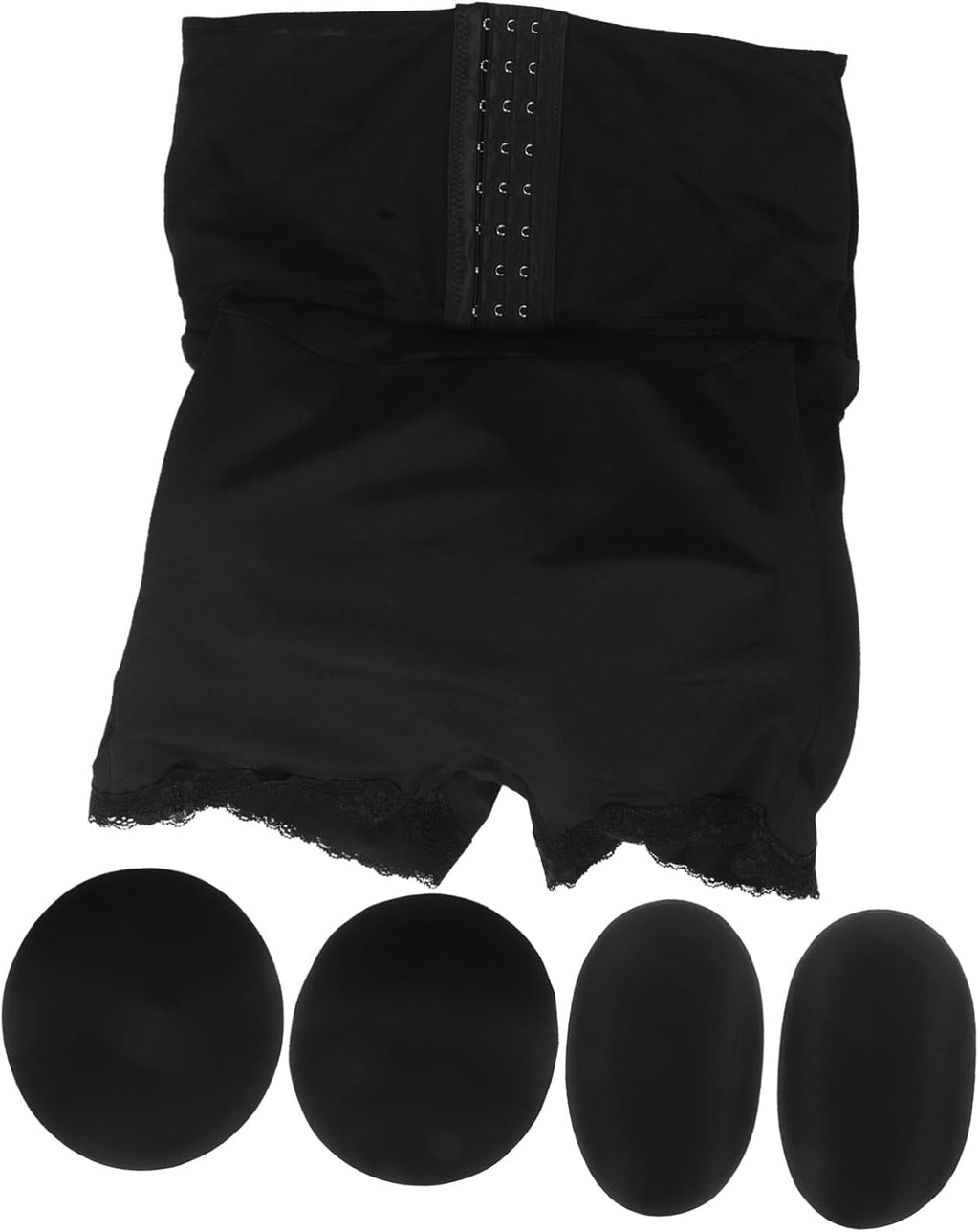 PLAFOPE Postpartum Tummy Control Shorts for Women High Waisted Compression Knickers with Adjustable Button Belly Binder and Butt Lifting Design for Hip Support Black