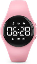 Kids Led Digital Pedometer Watch, Steps Counter, Waterproof Wristwatch, Vibrating Alarm Clock, Stopwatch, Great Gift for Kids Children Teens Girls Boys (Pink)