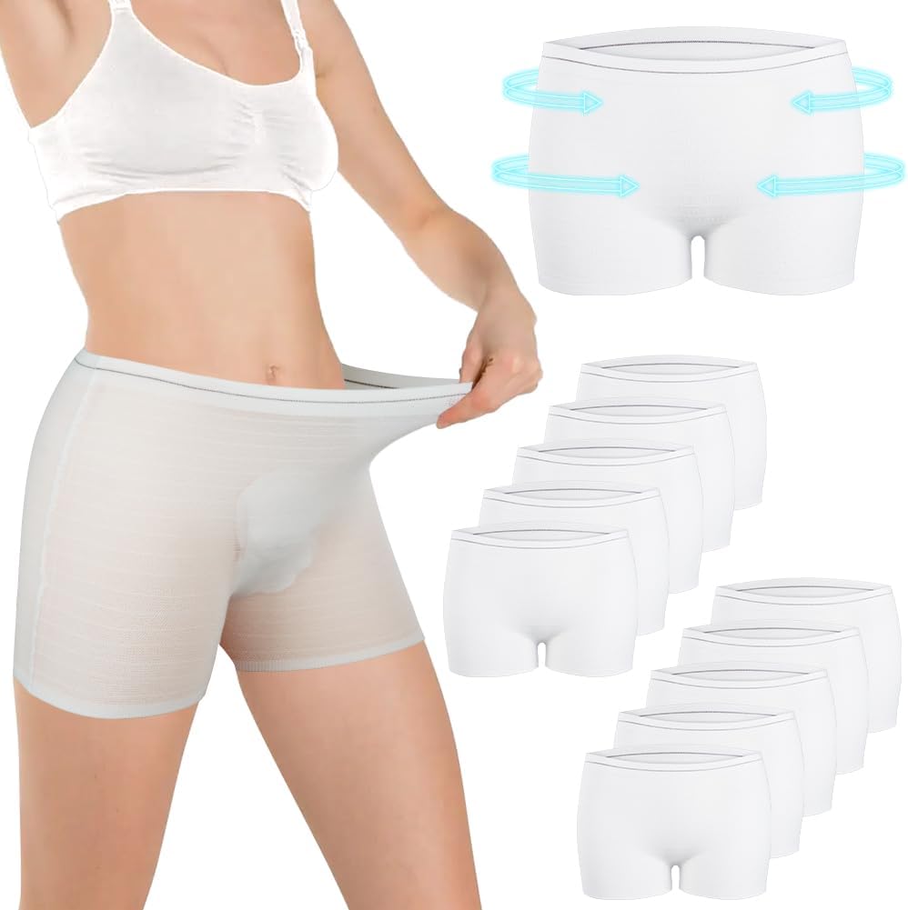 ACWOO Disposable Postpartum Panties – Set of 10 Mesh Panties for Maternity and Recovery, Underwear with Elastic Fabric