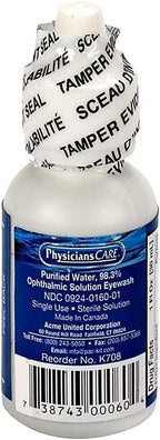 PhysiciansCare Eye Wash Solution, Sterile Isotonic Buffered Solution for Flushing & Irrigating Eyes, 1-oz Bottle