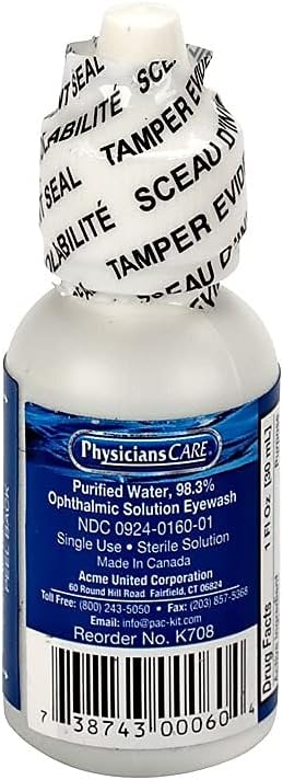 PhysiciansCare Eye Wash Solution, Sterile Isotonic Buffered Solution for Flushing & Irrigating Eyes, 1-oz Bottle