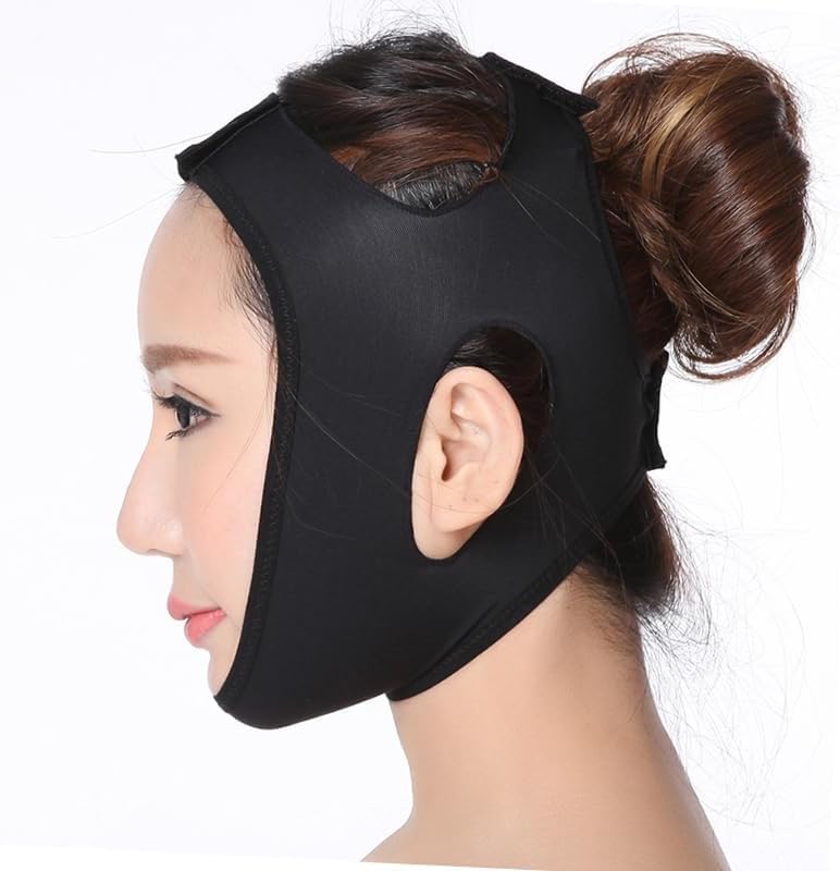 Post Surgery Neck and Chin Compression Garment Wrap Bandage, Face Slimmer, Jowl Tightening, Neck Coverage, Chin Lifting Strap (M)