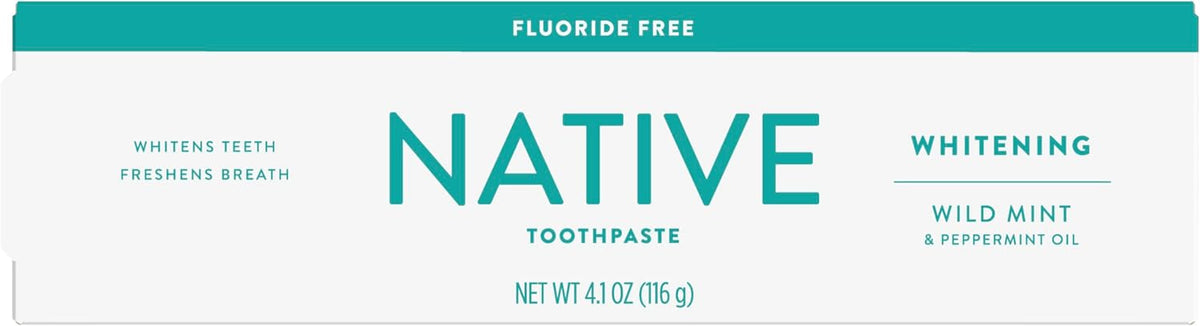 Native Fluoride Free Toothpaste, Whitening - for Adult, Kids 2+ Oral Care - Wild Mint & Peppermint Oil Flavor, 4.1oz (Pack of 3)