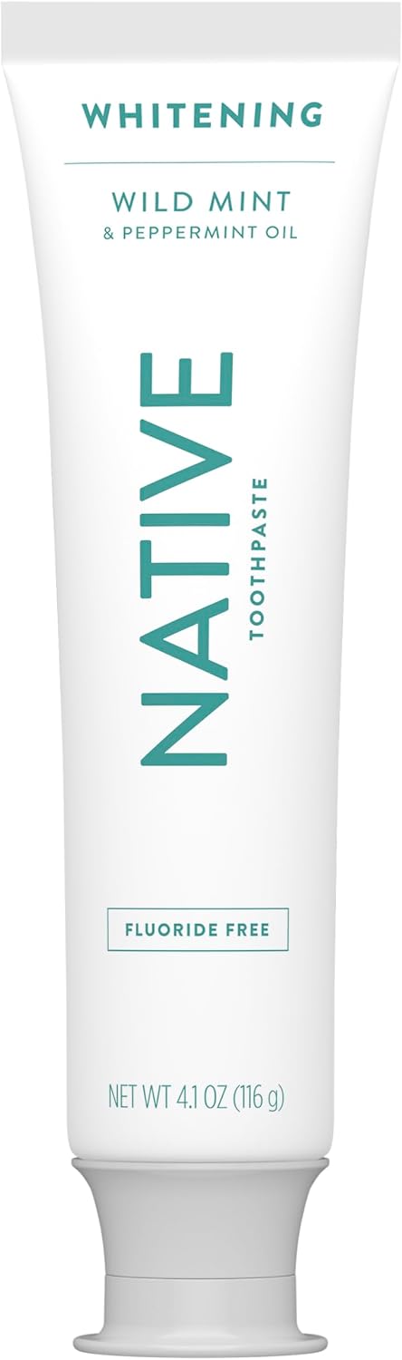 Native Fluoride Free Toothpaste, Whitening - for Adult, Kids 2+ Oral Care - Wild Mint & Peppermint Oil Flavor, 4.1oz (Pack of 3)