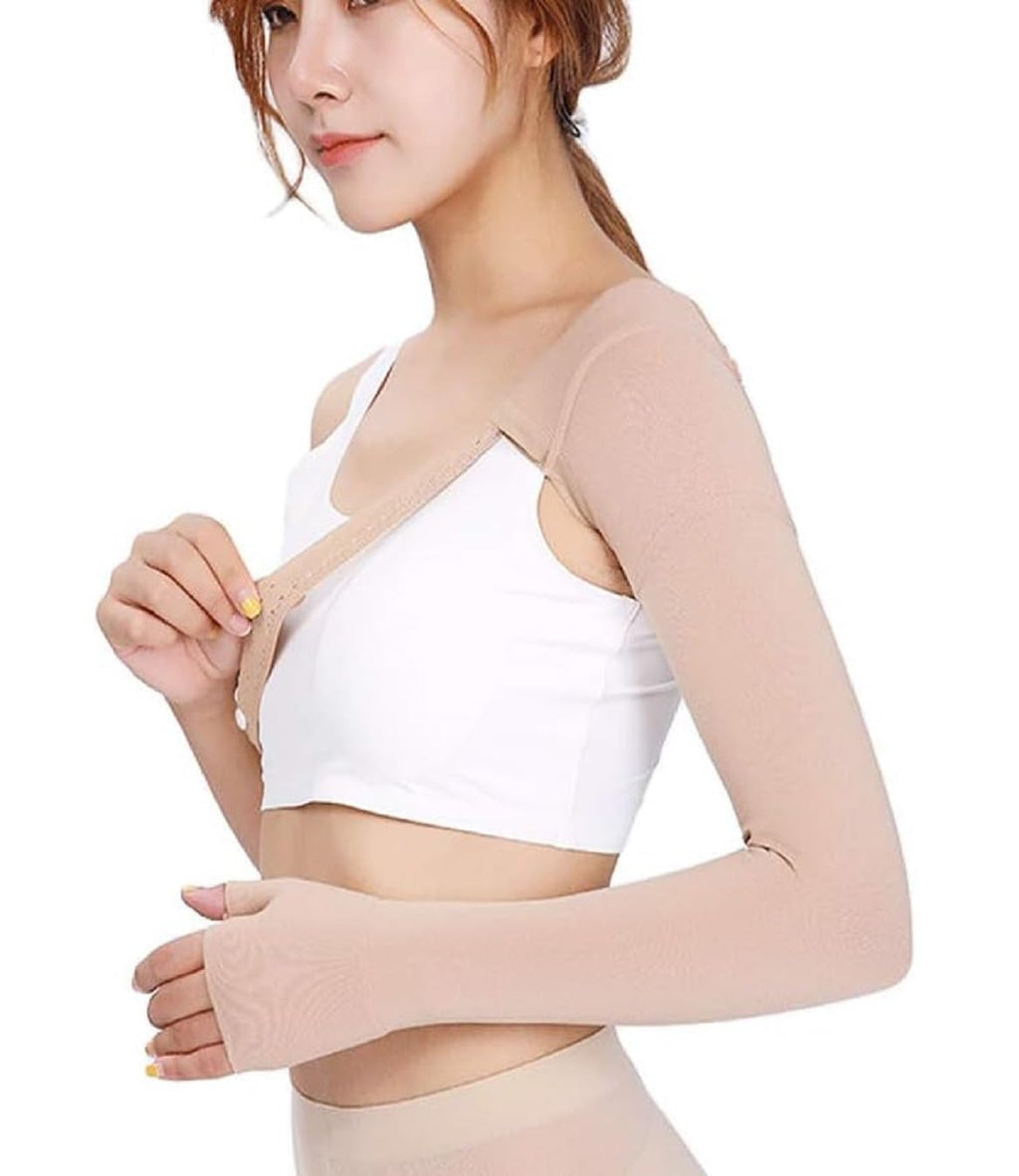 Medical Compression Arm Sleeves with Shoulder Strap and Support for Lymphedema | Graduated Compression - 20-30 mm/Hg | Post Mastectomy Sleeve for Lymphedema (LEFT HAND, LARGE)