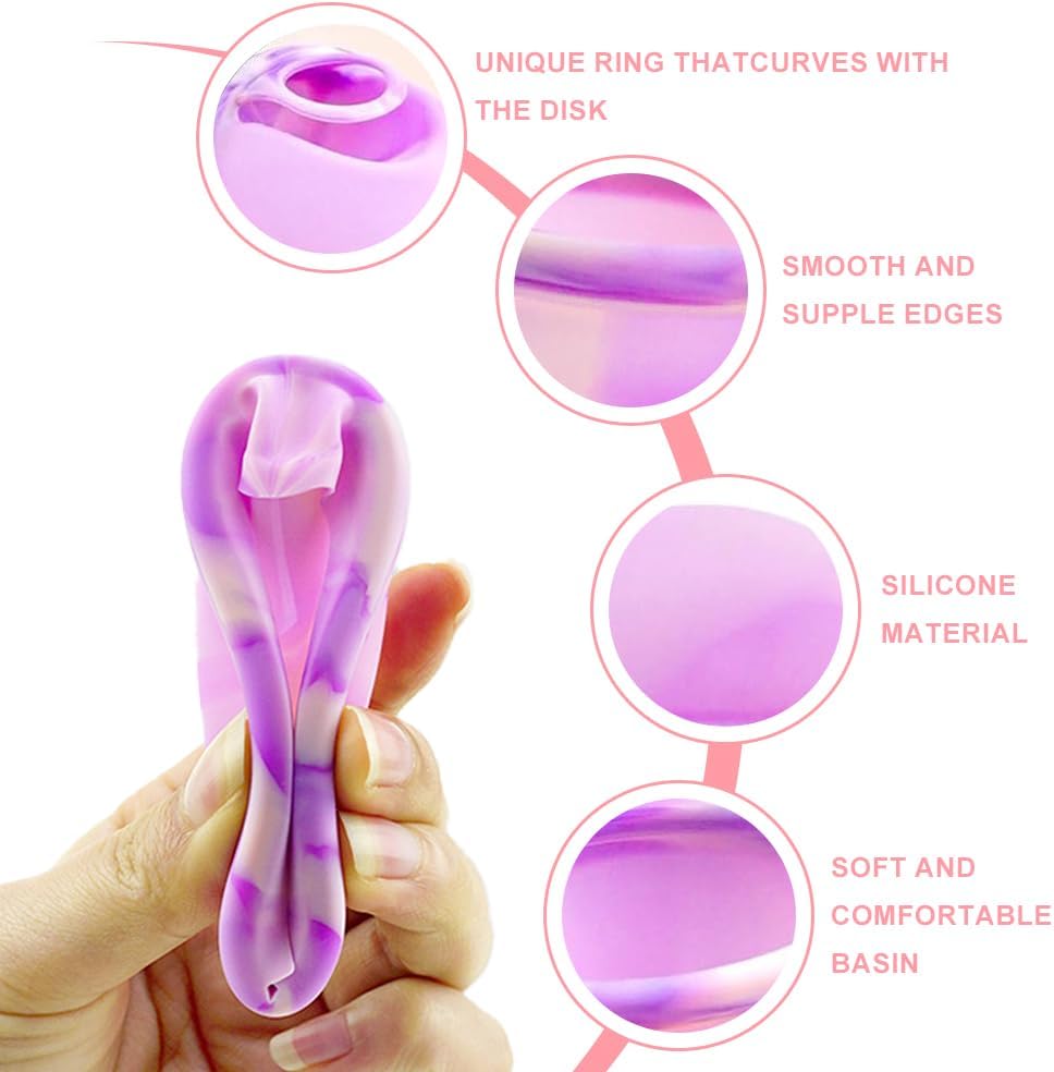 2 Pieces Menstrual Disc, Reusable Menstrual Cup, Mens-trual Silicone Cup for Sports and Swimming (S+L)