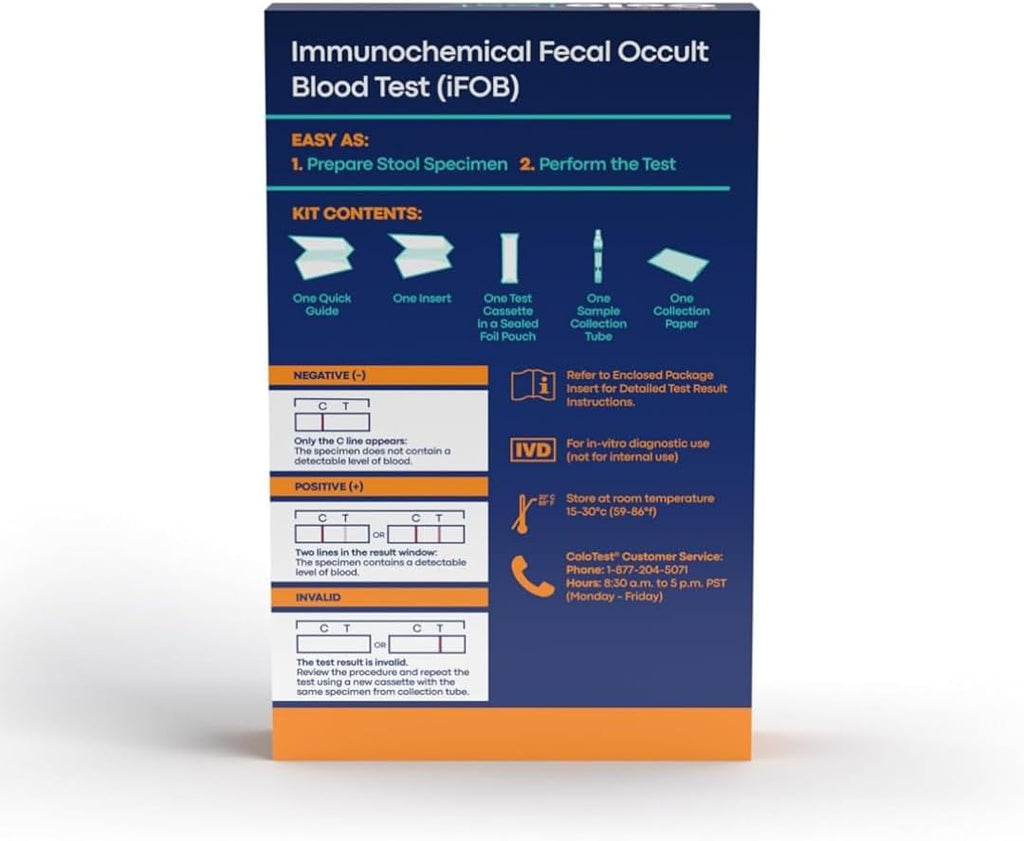Reese's ColoTest, FIT Immunochemical Home Fecal Occult Blood Test Kit, 1 Ct | Easy to Use Colon Health Screening, Detects Hidden Blood in Stool, 1-Minute Results, 98.8% Accurate