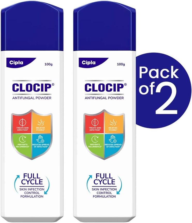 Cipla Clocip Antifungal Powder 100gm (Pack of 2)