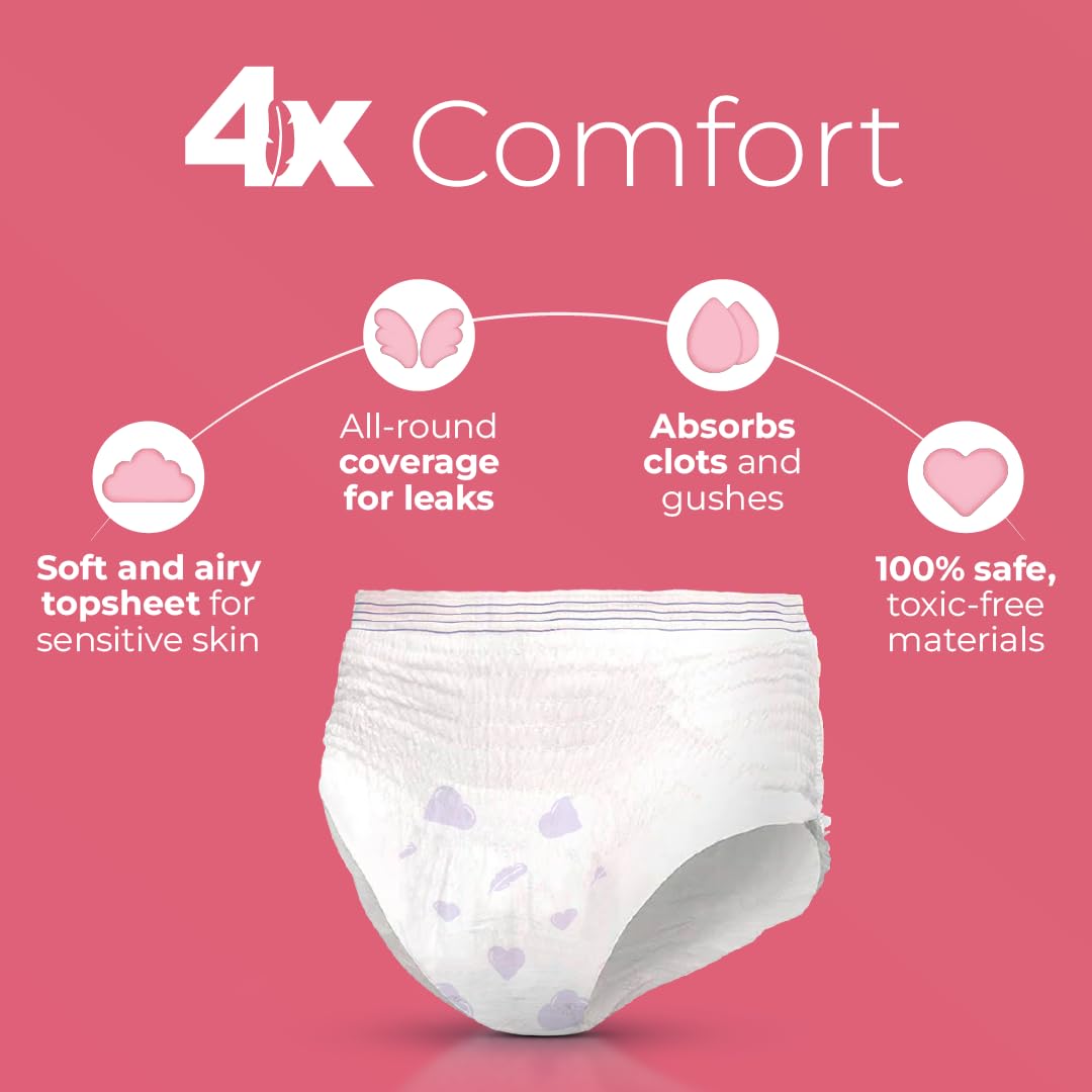 Nua 360° Comfort Maternity Panties XXL-XXXL (38-54 INCHES) | Pack of 5 | For Postpartum Bleeding and Clots | Absorbs Heavy Gushes | Zero Irritation | 4x Comfort | 360 Degree Protection | Soft | Breathable | 100% Toxic-Free, Dermatologically Tested