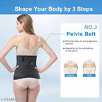 3-in-1 Postnatal Recovery Belt, Adjustable Maternity Belly Band for Postpartum Tummy Control, Back Pain Relief, Pelvic Support, Grey & Black