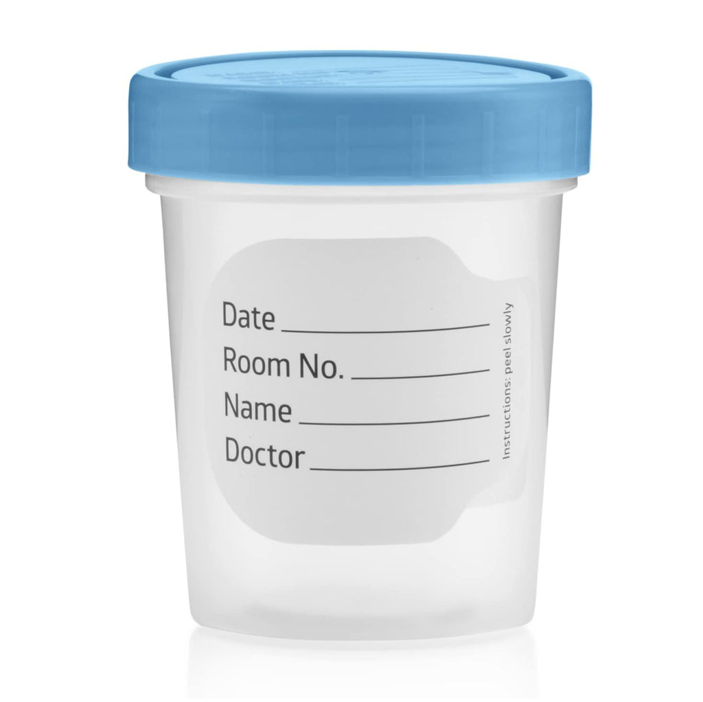 Vakly Sterile Specimen Cups 4 oz, Urine Collection Cups 3 Count | Individually bagged sterile cups with screw-on lids for urine collection, specimen testing, and secure sample handling