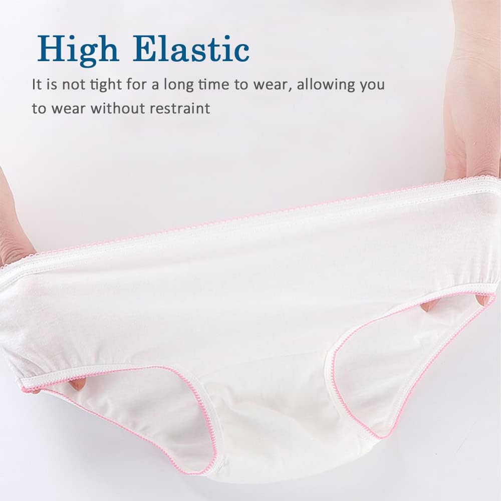 Disposable Underwear for Women 100% Cotton Briefs for Maternity Travel Menstruation Travel SPA Massage - Pack of 10, Individually Wrapped