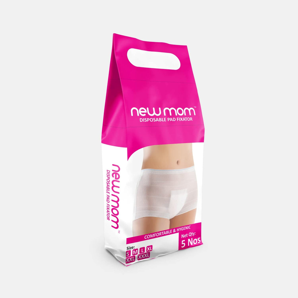 NewMom Disposable Pad Fixator-Value Pack-Pack of 5 X 3-15 Nos XX-Large (For hip circumference of 113-124 cm)