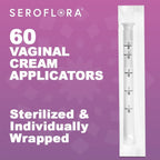 Seroflora Disposable Vaginal Cream Applicators - Fits Preseed, Premarin, Estrace, and Most OTC Gels, Lubricants, and Creams - Threaded End, Comfort Tip, and Dosage Markings (60 Pack) Made in USA.