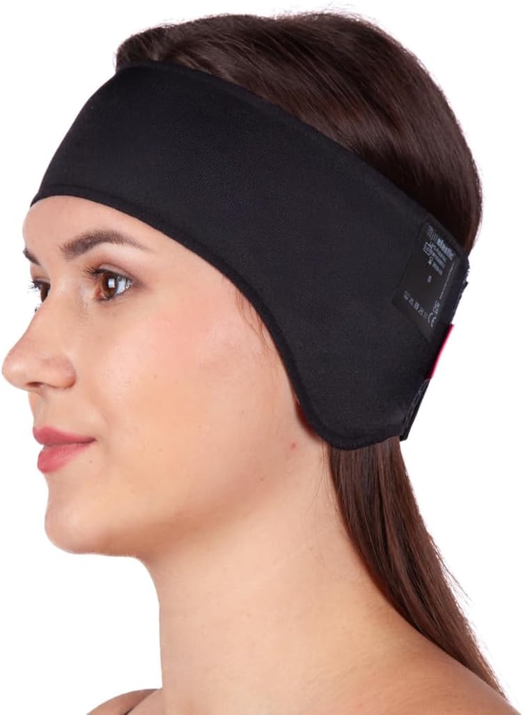 LIPOELASTIC PU 03 Unisex Post Surgery Compression Band, Self-Closing Otoplasty Headband, Comfort Ear Bandage (Black, Small)