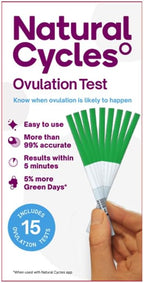 Natural Cycles Ovulation Test Strips 15 Count - 99% Accurate LH Tests | LH detection • At-home fertility testing • Easy-to-read strips • Identifies fertile window • 15 test strips • 99% accurate