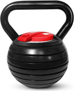 Yes4All Adjustable Kettlebell Set, 20–40 LB Weight Set, Solid Cast Iron Handle with Spacer Disks & Secure Lock, Space-Saving Kettlebell for Home Gym Strength Training, Black