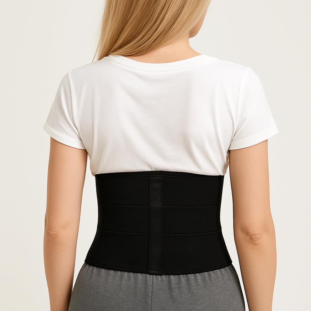 PLETHEON Abdominal Belt for Men & Women – Post Surgery & Postpartum Recovery Support – Adjustable Compression Belt for Tummy, Waist & Back Pain Relief (Free Size) (Black, One Size, ABDOMINAL BELT)