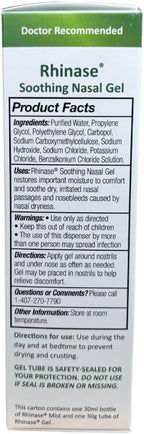 Rhinase Nasal Care Combo Pack - Nasal Gel (1 oz) & Saline Spray (1 oz) for Dryness, Allergy Relief & Nosebleed Prevention, Aloe-Free & pH Balanced