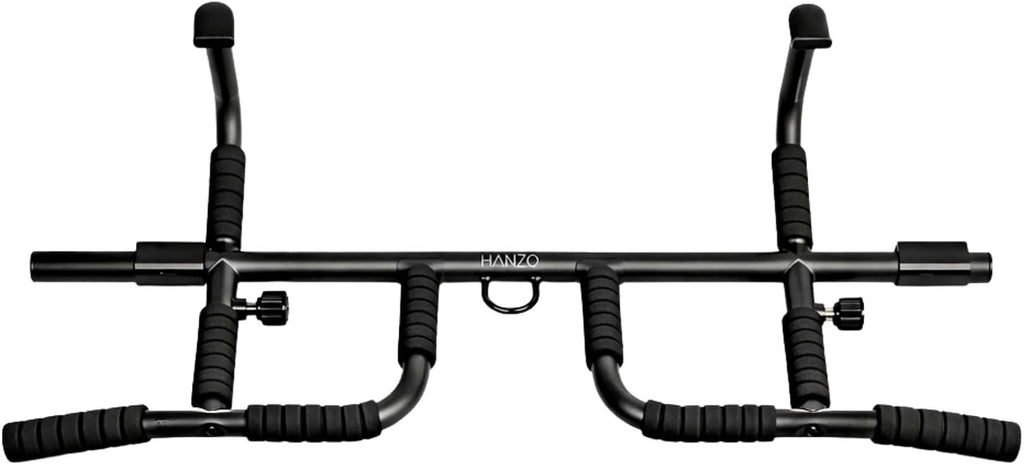HANZO Doorway Pull Up Bar Set with Suspension Straps – Multi-Grip Chin Up Bar for Home Gym – No Screws, Strength Training Workout Bar, Door Gym Pullup Bar