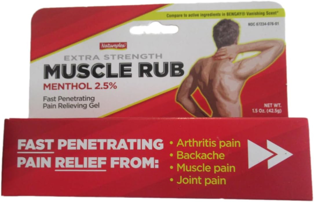 Natureplex Muscle Rub Gel, Extra-Strength, 2.5% Menthol, 1.5 oz, Fast Pain Relief