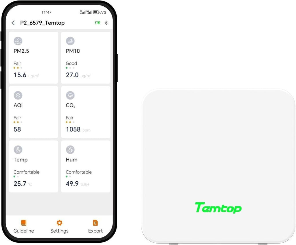 Temtop P2 Portable CO2 & Air Quality Monitor with LoRa Connectivity