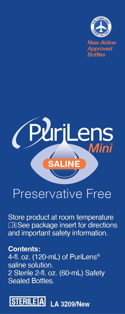 Purilens Mini Preservative-Free Contact Lens Saline 60ml (2 fl. oz.) 2 Pack