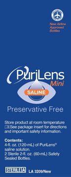 Purilens Mini Preservative-Free Contact Lens Saline 60ml (2 fl. oz.) 2 Pack
