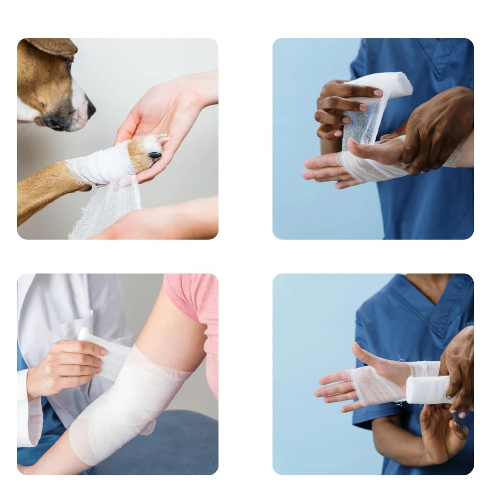 Gauze Roll Bandage 10 cm x 3 Meter Pack of 10 | Non-Sterile Cotton Roller Bandage for Wound Dressing, First Aid, Medical & Surgical Use | Soft, Breathable & Absorbent (10)