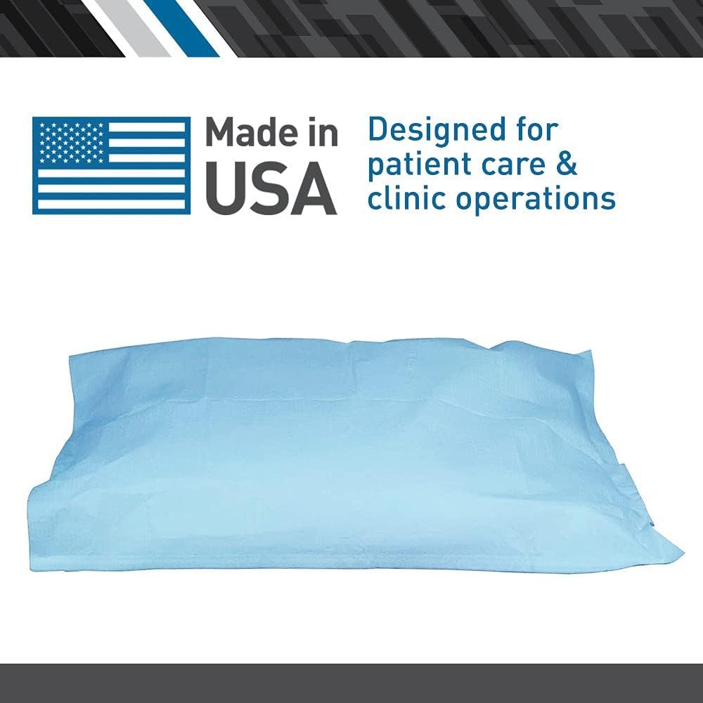 BodyMed Disposable Pillowcases (Tissue/Poly) – Disposable Pillow Cases – Medical Paper Pillowcases – Case of 100 – 21" x 30" – Blue