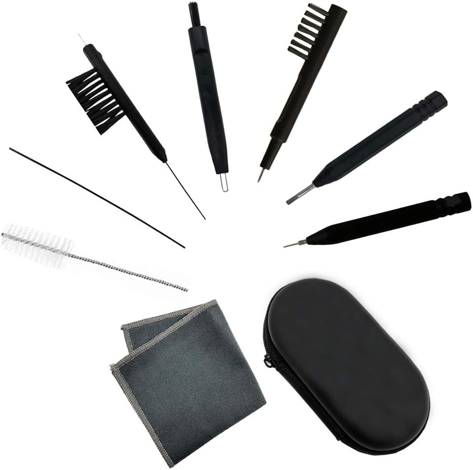 8 Pieces Hearing aid Amplifier Cleaning Tools, Earbuds/Headphones Cleaner Brush Kits with case | Hearing Amplifier cleaner brush for hearing aids, earbuds and headphones; 8-in-1 hearing aid cleaning kit;