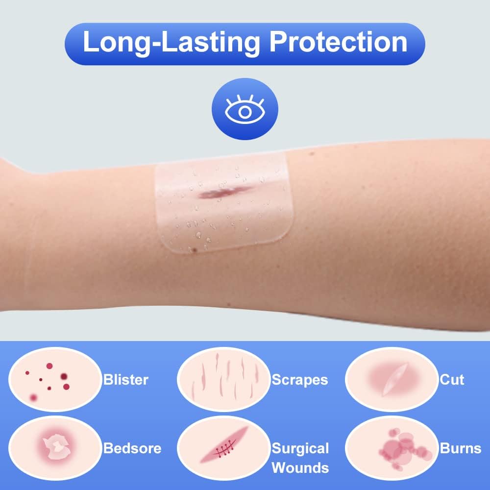 20 Count Hydrocolloid Bandages 2" x 2", Wound Dressing Small Hydrocolloid Gel Bandages for Wounds, Wound Healing Bed Sore Bandage