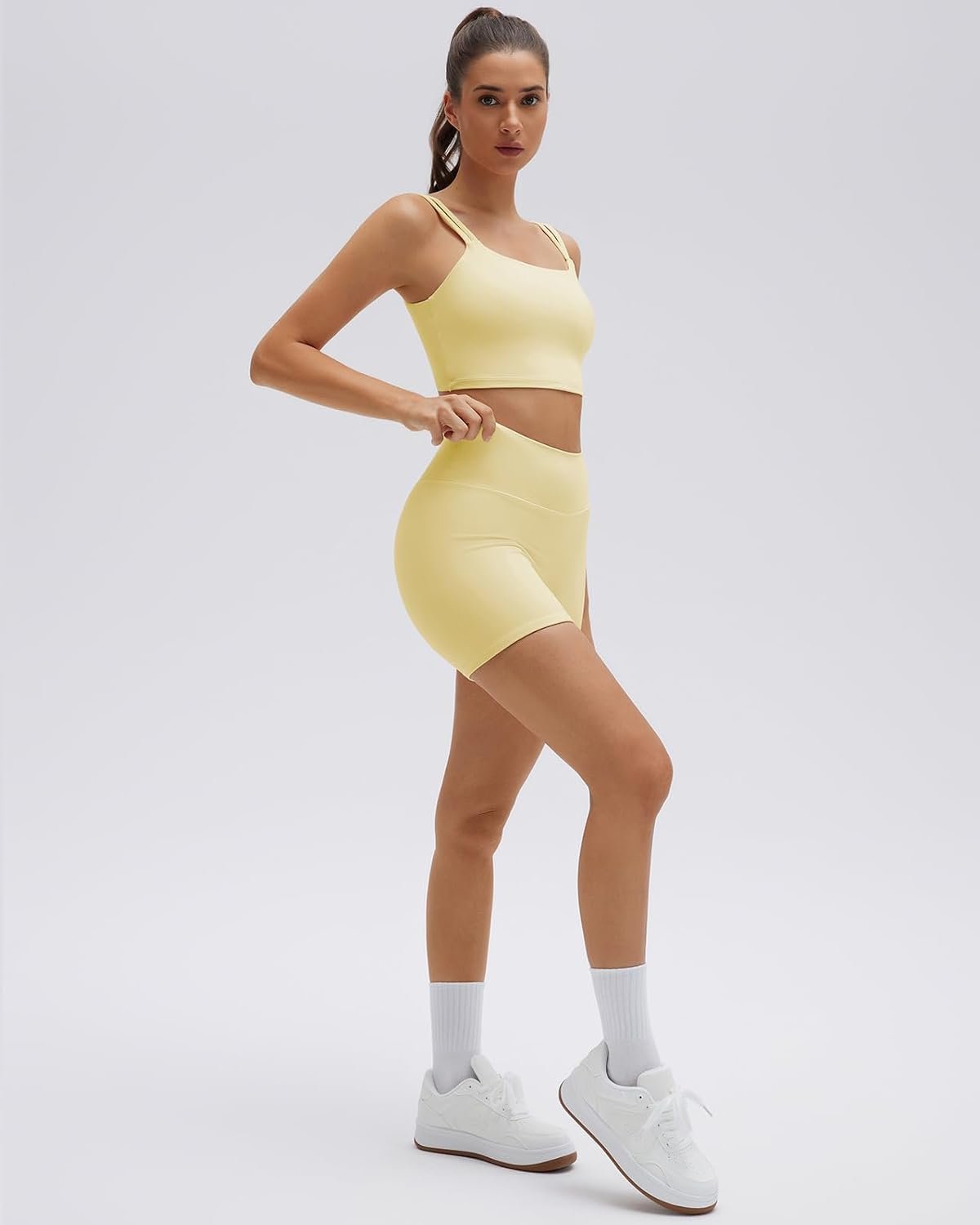 SUUKSESS 2 Piece Workout Sets for Women Twist Back Cami Bike Short