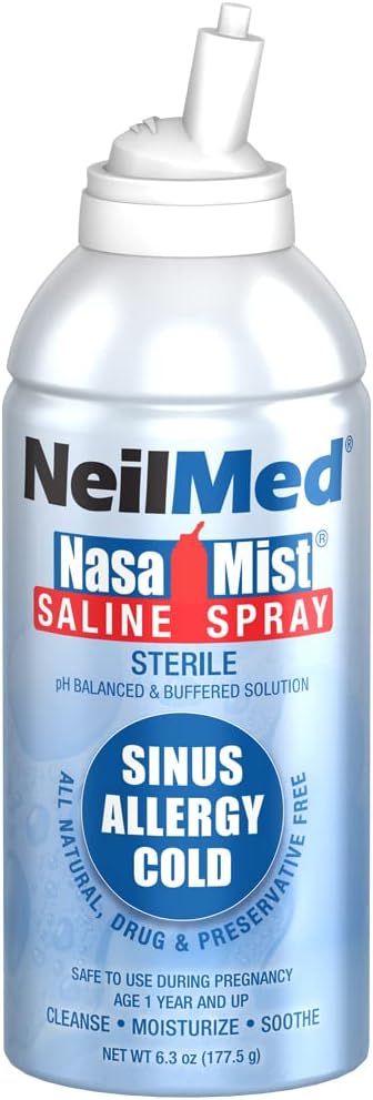 NeilMed NasaMist Isotonic Saline Spray. Soothe, Moisturize and Cleanse Using Specially Designed tip. 177mL. Contains 3 NasaMist canisters