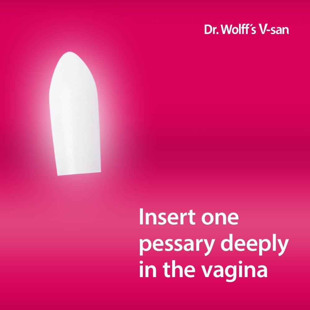 Dr. Wolff's V-san Lactic Acid for Prevention of Vaginal Infections 7 pcs | Restores Vaginal pH | Restore natural Vaginal health | Prevent reoccuring vaginal infections | Hormone-Free | Safe to use with Condoms