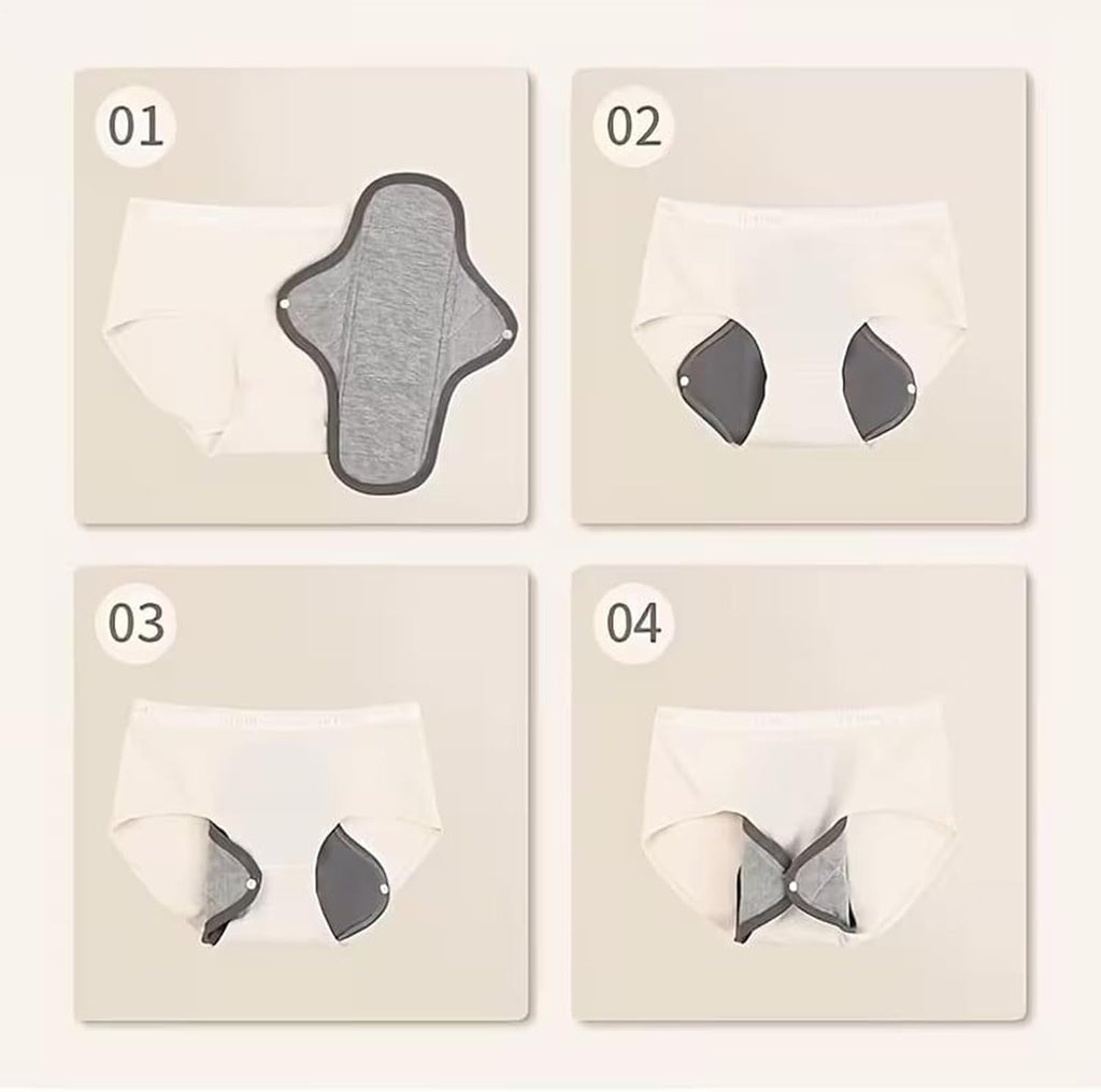 Soft & Secure Bamboo Cloth Pads - Pack of 6 Reusable Sanitary Pads | 230mm Organic Cotton, Leak-Proof for Medium/Heavy | Odour-Absorbing, Eco-Friendly Period & Postpartum Care