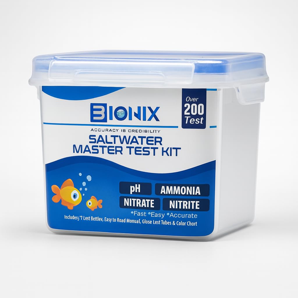 BIONIX Saltwater Master Test Kit (200 Tests) | ph Ammonia Nitrite & Nitrate Test kit for Aquarium.