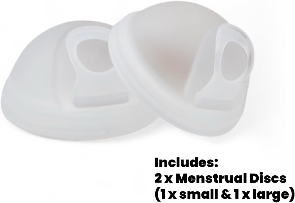 Reusable Menstrual Disc - Liora Set with Loop Tab – Beginner-Friendly Period Discs – Includes 2 Sizes (Small 32ml & Large 61ml) – Medical-Grade Silicone, 12 Hour Eco-Friendly Wear