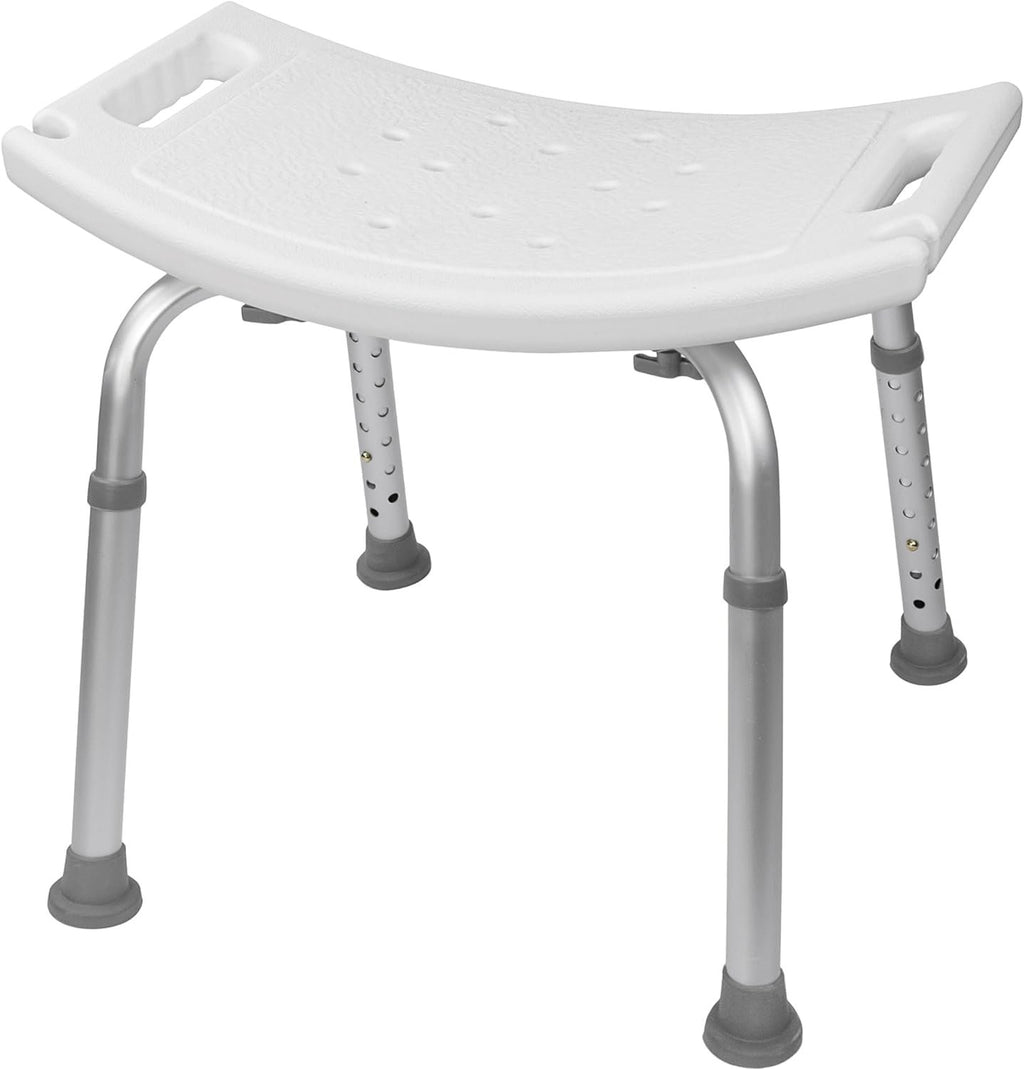Vaunn Tool-Free Assembly Adjustable Shower Chair Spa Bathtub Seat Bench with Removable Back, Aluminum, White